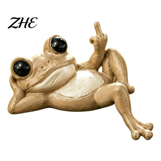 Lazy Frog Figurine Funny Lounge Resin Figurine, Whimsical Statue, Novelty Stress Relief Gift Desk Ornament for Office Bedroom Patio Balcony