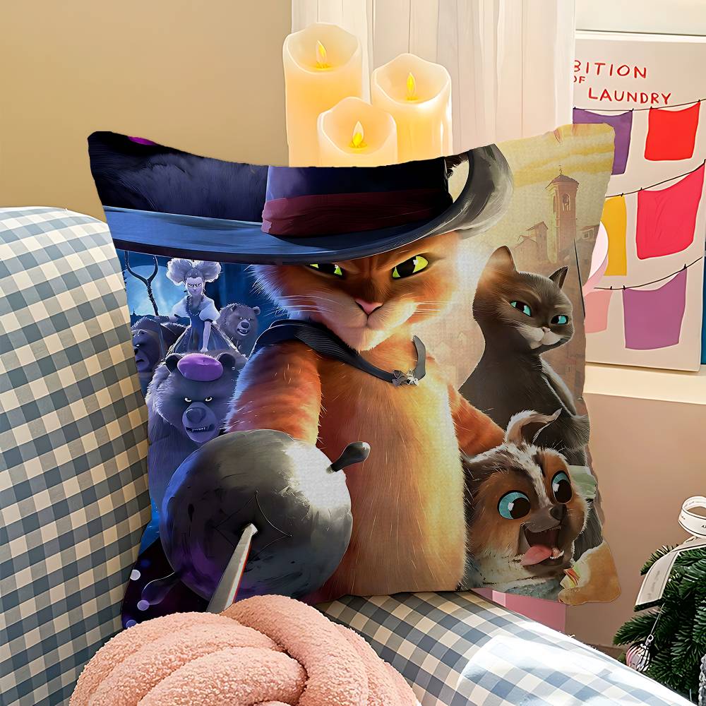 Comedy Fantasy Anime P-Puss In Boots Pillow Cover Sofa Cushion Cover Home Room Decoration Children Gift