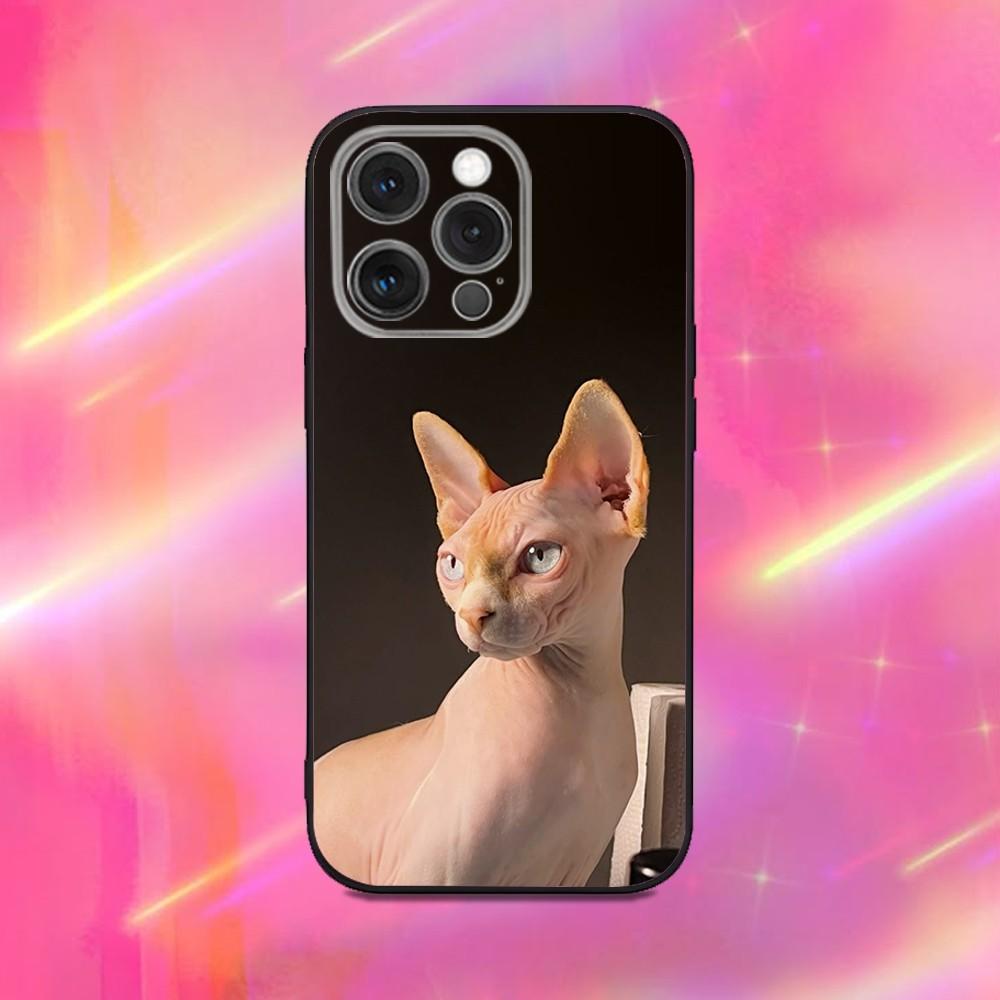 Sphynx Sphinx Cat Phone Case For iPhone 16,15,14,13,12,11,Pro,Max,Plus,X,XS,XR,SE,8,7,Mini,Soft Silicone Black Case