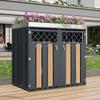 Trash Can Box, with Diamond-Shaped Ventilation Holes, Trash Storage Compartments, Lockable, Two Doors, Planting Area