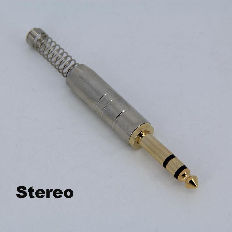 2pole 3pole 6.35mm 6.5mm Audio Male Female Mono Stereo Solder Connector Plug Socket Gold Plated Metal Amplifier Mic Converter