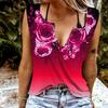 Women Tanks Sexy V Neck Sleeveless Summer Tops Vest 3D Beautiful Flower Print Cool Lightweight Tops