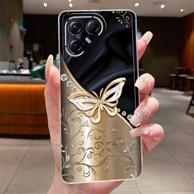 Для Tecno Pova 7 Pro LJ8 Чехлы Pova7 Ultra LJ9 Neo LJ6 LJ7 Funda Цветок Бабочка Чехол для Телефона Мягкий Силикон Прозрачный ТПУ Чехол