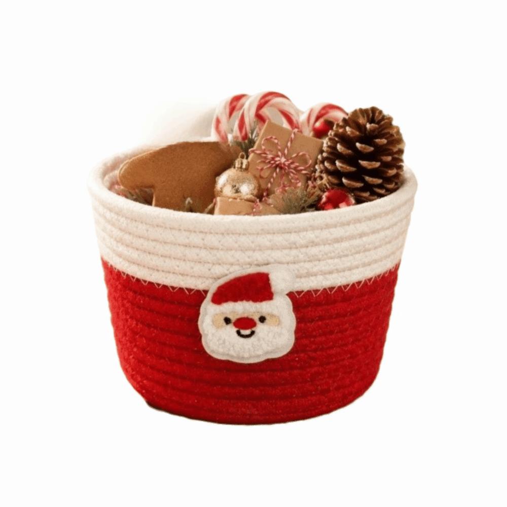 Xmas Theme Hand Woven Storage Basket Cotton Rope Candy Storage Baskets Sundries Storage Box Makeup