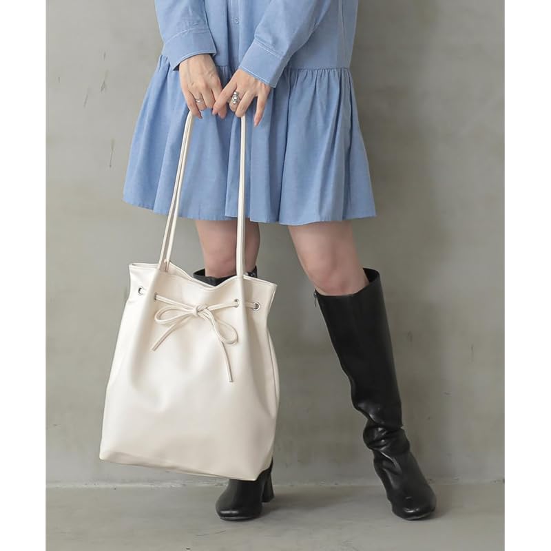 [Alto Rose] Ivory Tote Bag Ladies Tote Large Capacity Larger 2way Handbag Shoulder Bag With Zipper Lightweight Handbag Shoulder Bag Independence Cute