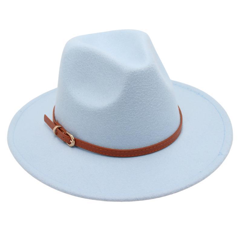 Пряжка для ремня Ностальгическая модель цилиндра Джазовая шляпа Мужская и женская Темпераментная фетровая шляпа Элегантная шерстяная шляпа