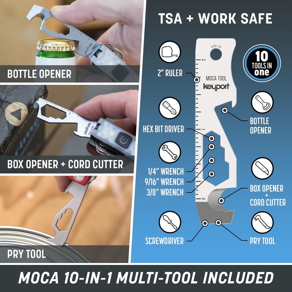 Keyport Pivot 2.0 Essentials Plus Kit - Премиальный органайзер для ключей + Фонарик-брелок + Многофункциональный инструмент-открывалка для бутылок + Все в одном "Потеряно и найдено" Современный