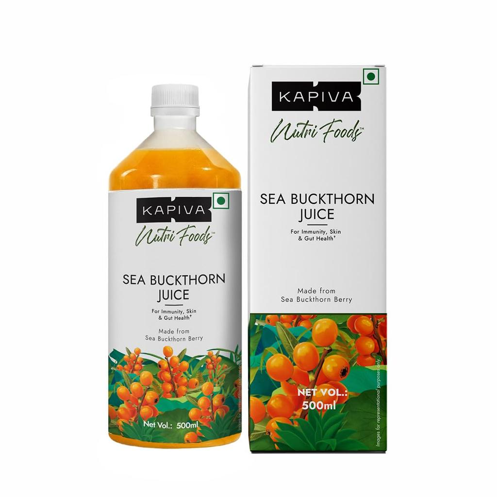 Kapiva Sea Buckthorn Juice 500ml - Pure Nutrient Rich Superfruit Drink For Daily Wellness And Radiant Skin Support