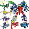 672pcs 6in1 Armor Transformation Dinosaur Robot Building Blocks Dino Mecha Bricks City Construction Toys for Children