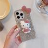 Полностью Алмазный Кот Бант Для iPhone17Pro Чехол Для Мобильного Телефона Apple 16 Стразы 14Plus Премиальное Ощущение 15