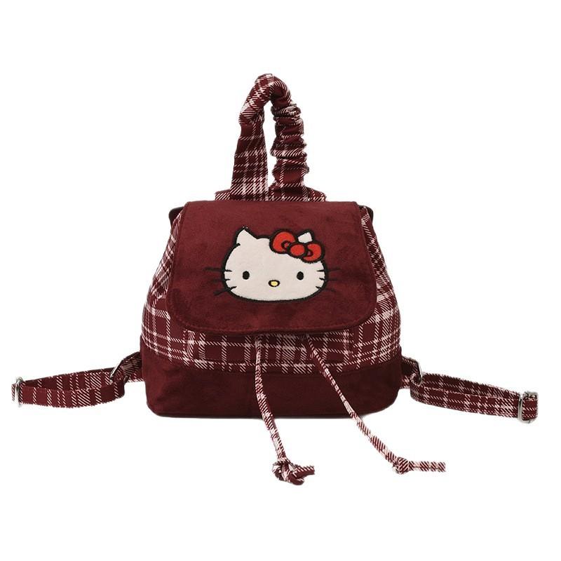 Hello Kitty Retro Pu Double Shoulder Backpack For Daily Commute And Travel