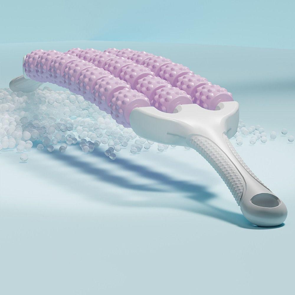 Multifunction Curved Massage Roller Three Rows Fascia Stick Portable Yoga Massage Stick  Arms