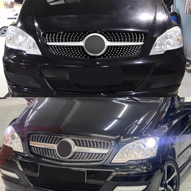 Решетка радиатора передняя в стиле Diamond для Mercedes-Benz W639 Viano/Vito 2011 2012 2013 2014, средняя сетка, тюнинг