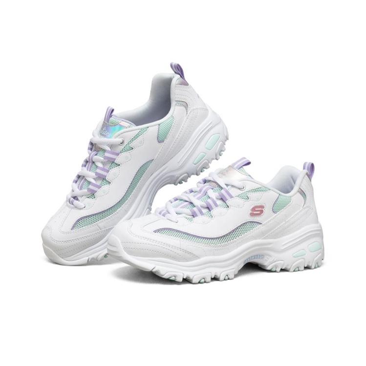 Skechers DLites 1.0 Сетчатая ткань Сладкий горошек Амортизирующие Прочные Дышащие Низкие Папины туфли Женские кроссовки Светло-зеленый 66666295-WAQ