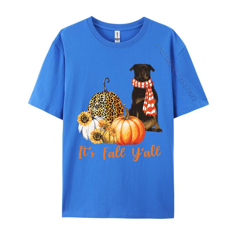 Its Fall Yall Rottweiler Dog Leopard Tshirt Black Cotton Tees for Men Novelty T Shirt Gothic Plain