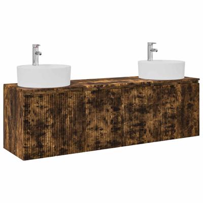 Bathroom Cabinet Set 3 Pcs Smoked Oak