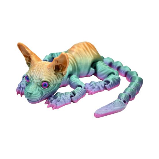 3D-печатная фигурка лысого кота с подвижными суставами Фигурка кошки-сфинкса с шарнирным соединением