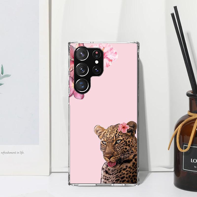Pink Leopard Print Phone Case For Samsung Galaxy S26 S25 Edge S24 FE S23 S22 Ultra S21 Plus S20 + Art Fundas Back Cover Galaxy S