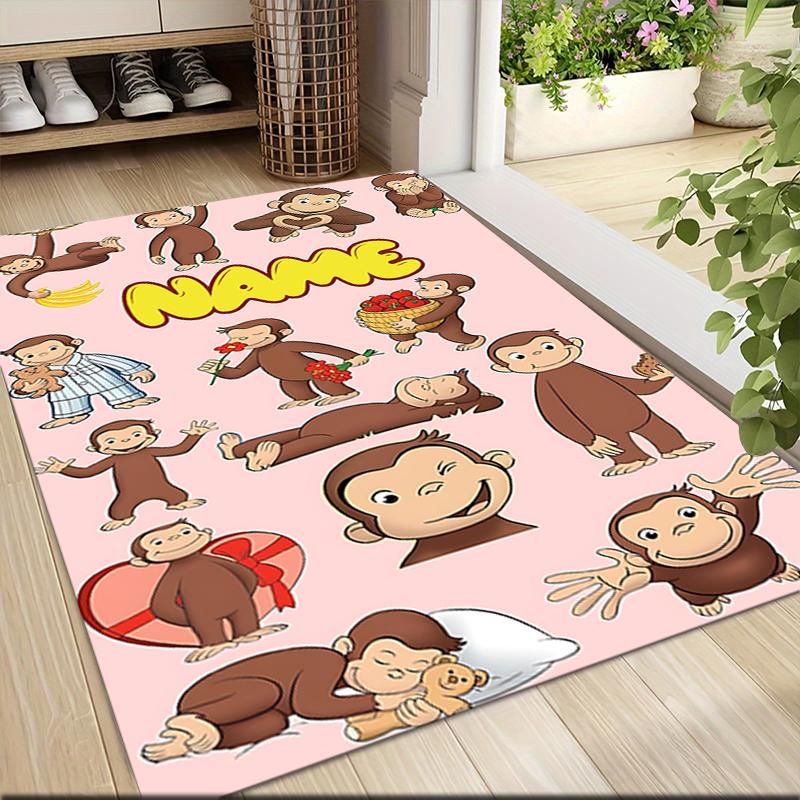 Custom Name Curious Monkey Adventures Carpet Rug Customizable Soft Washable Anti-Slip Home Living Room Sofa Mats Personalized Rug. 0909419