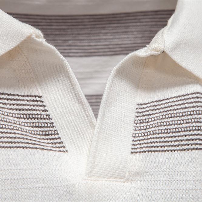 Новая мужская рубашка-поло с полосатыми лацканами на весну и лето