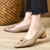 Women Pumps New 2025 Fashion Pointed Shallow Low Heel Single Shoes for Women Simple Casual PU Leather Shoes Commuter Party Shoes