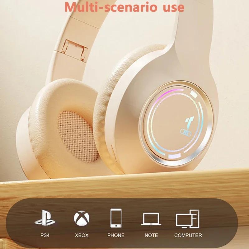 M3 Lightemitting Bluetooth Headset Folding LED Card Wireless Headset TYPEC Charging Multiscene Use Game Office