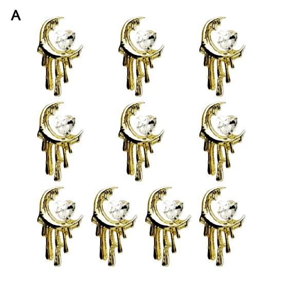 10 шт., стразы для дизайна ногтей, украшение 3D, сердце, луна, крест, летучая мышь, искусственный кристалл на металлических подвесках, креативные ювелирные украшения, аксессуары для чехла для телефона