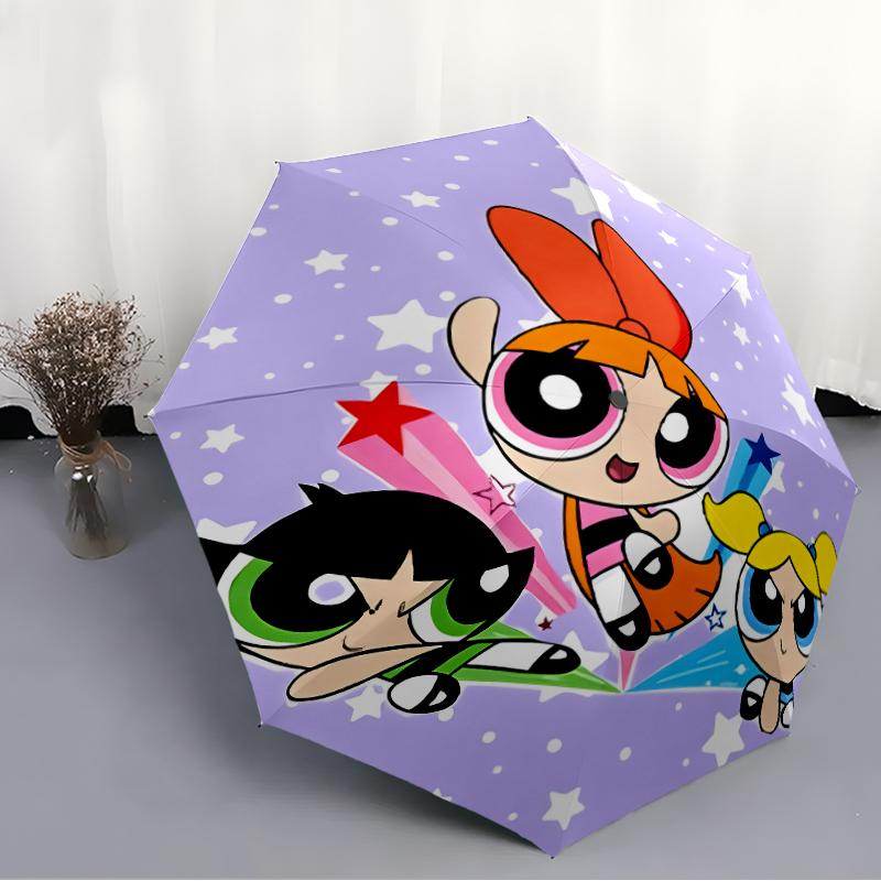 1pc Powerpuff Umbrella, Sun Protection, And UV Shielding. It Has Eight Sturdy Ribs for Outdoor Use And Perfect As a Holiday Gift