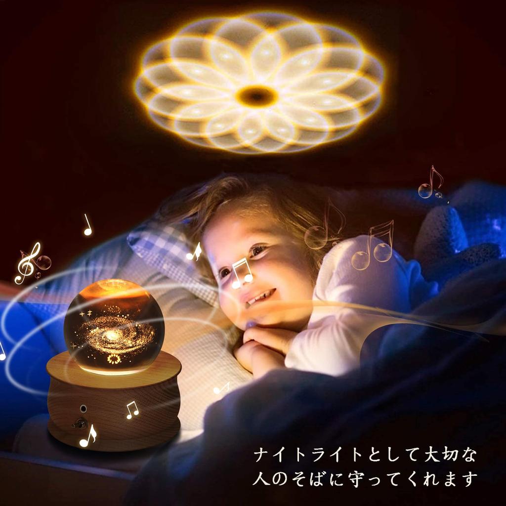 Genuine Music Box Crystal Ball Snow Globe Christmas Present Birthday Present Women Panda Moon Lamp LED Light Indirect Lighting Projection Function 360