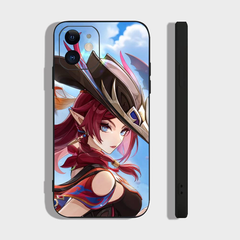 Game Genshin Impact Chasca Phone Case For IPhone 17 Air 16 15 14 13 Pro Max 11 12 Black Silicone Cover