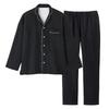 Gunze KAIMIN NAVI Comfortable Sleep Long Sleeve Pants with Diamond Quilted Black Men's Pajamas, Navi, Design, (GM4014)