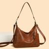 Women Tote Bag Solid Color Soft Leather Shoulder Bag Vintage Commuter Bag