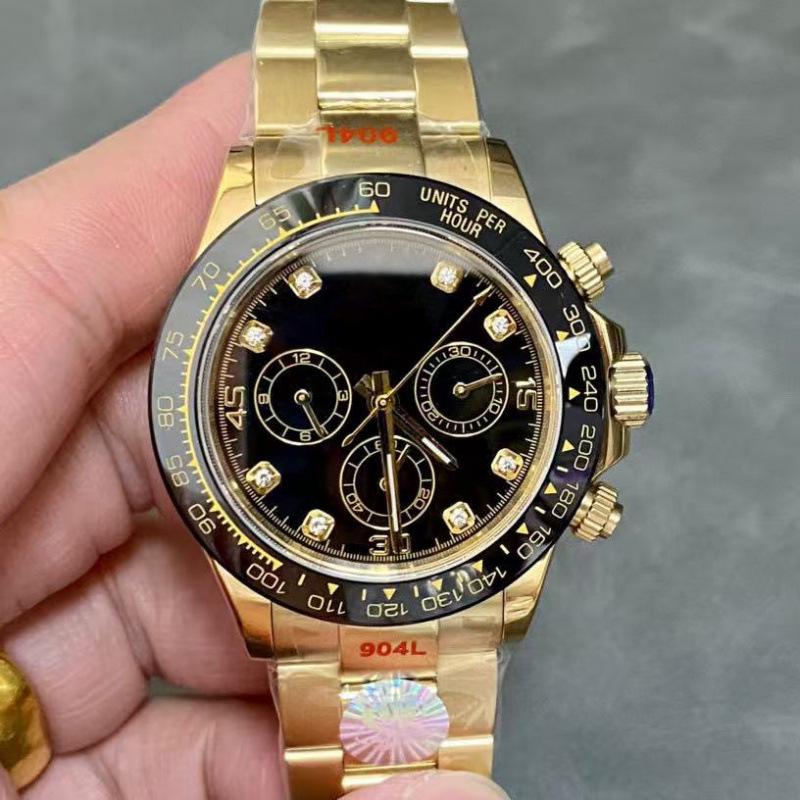 Мужские автоматические механические часы Rolex Daytona 40 мм, многофункциональные, с инкрустацией бриллиантами.