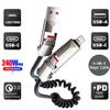 240 В 4 в 1 USB Type C Кабель для передачи данных Автомобильный USB Пружинный PD Кабель быстрой зарядки для iPhone 15 Samsung Xiaomi 14 Huawei Honor Data Wires