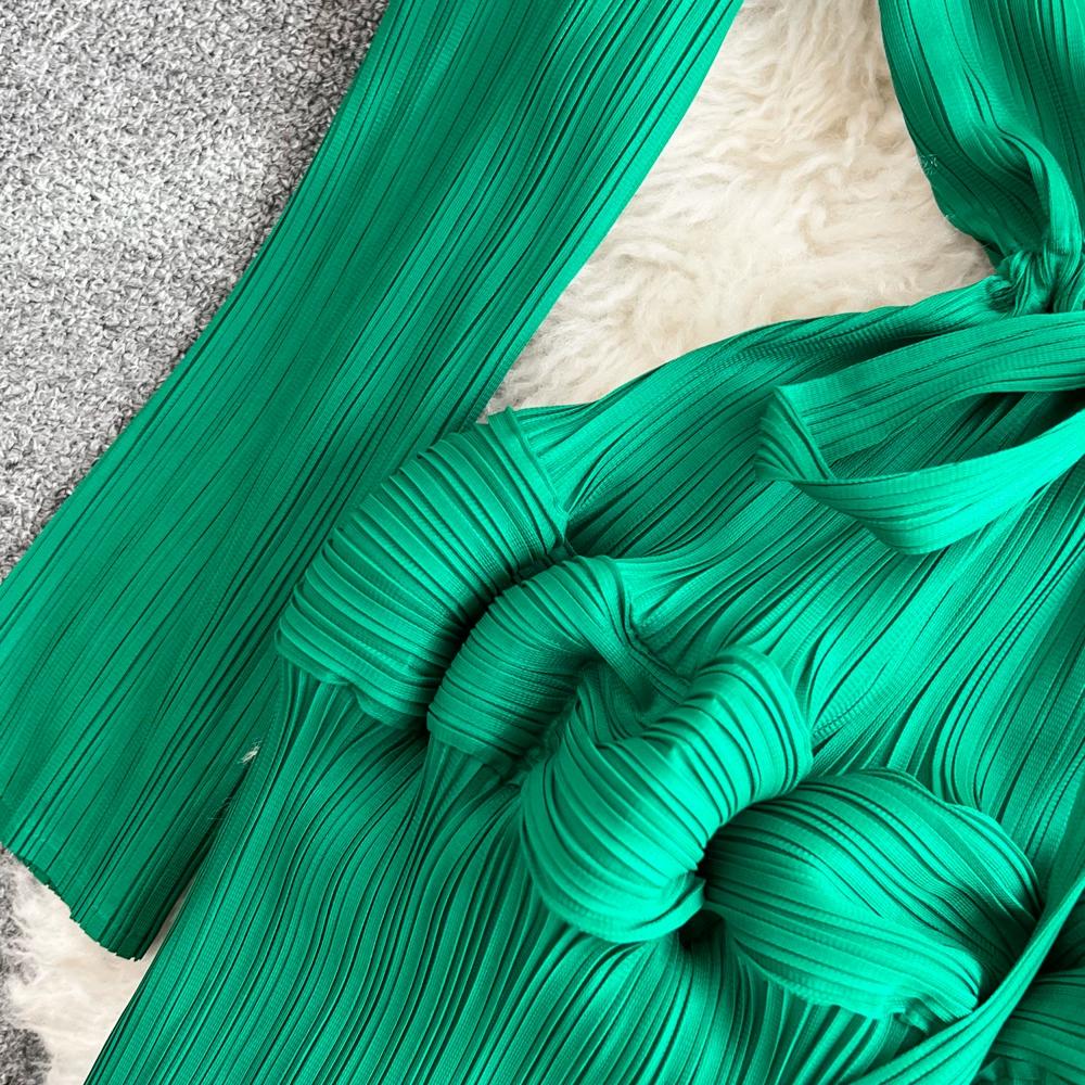 Весенне-осенние женские однотонные большие эластичные вечерние платья с длинными рукавами и оболочкой большого размера