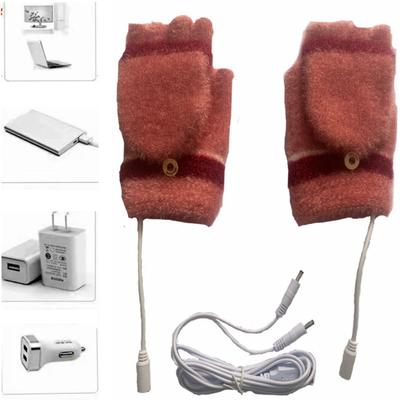 Женские и мужские USB-перчатки с подогревом, вязаные, на всю руку и половинные, без пальцев, грелка с подогревом, зимние, для тепла рук