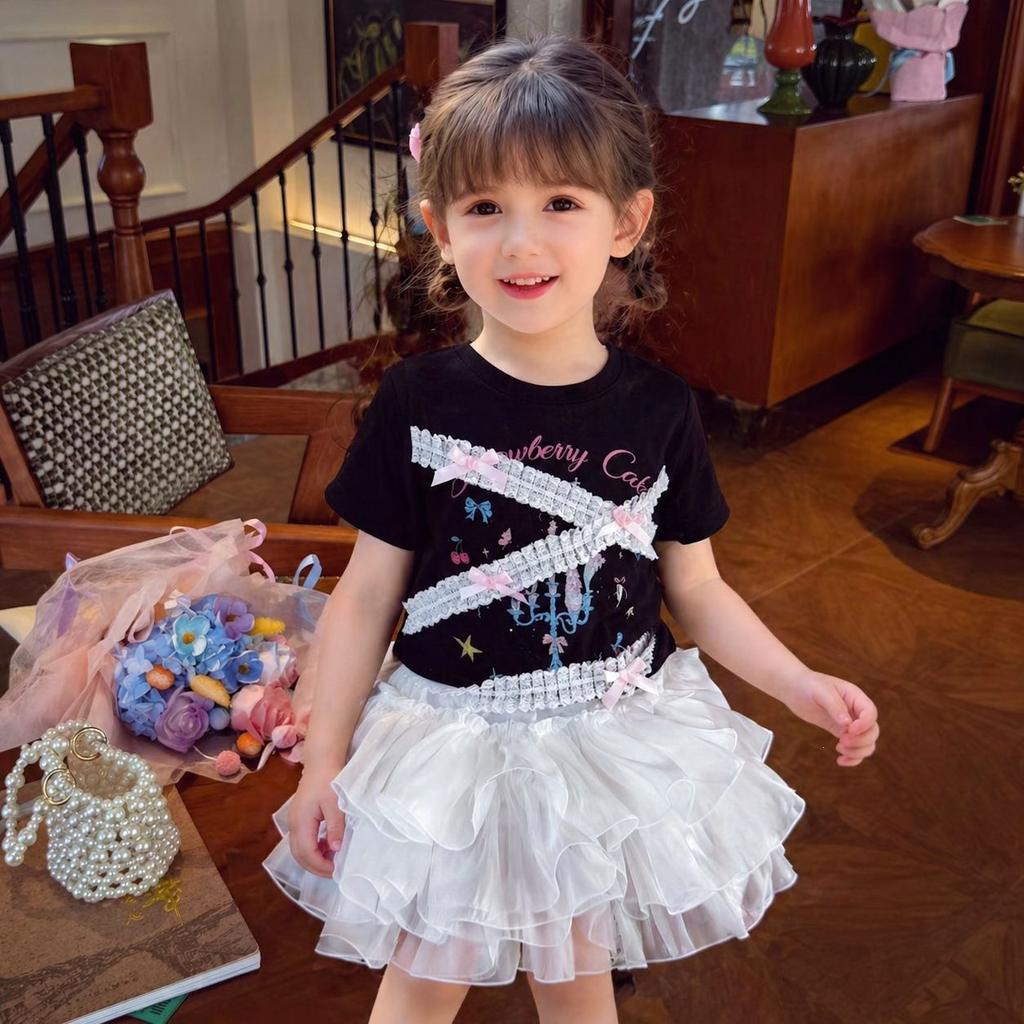 Girls Summer Lightweight Cartoon Short Sleeve T Shirt Cute Princess Top