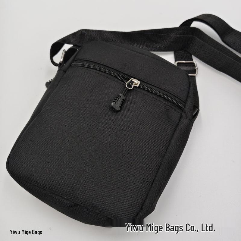 Men's Crossbody Messenger Bag - Oxford Cloth, Logo Print, Phone Holder, Mini Shoulder Bag