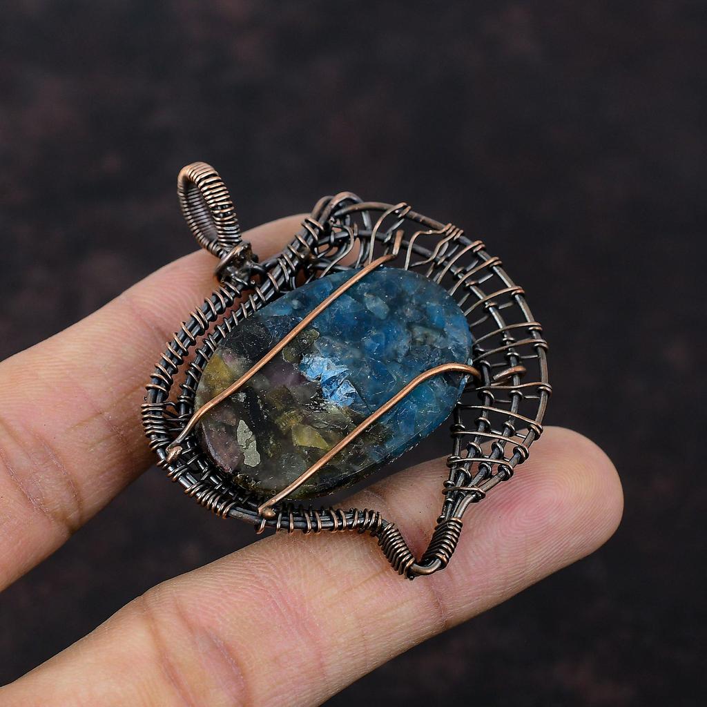 Подвеска с арбузным турмалином, подвеска из медной проволоки, изящная подвеска, ювелирное изделие из медной проволоки, подвеска ручной работы, драгоценный камень, ювелирное изделие для подарка