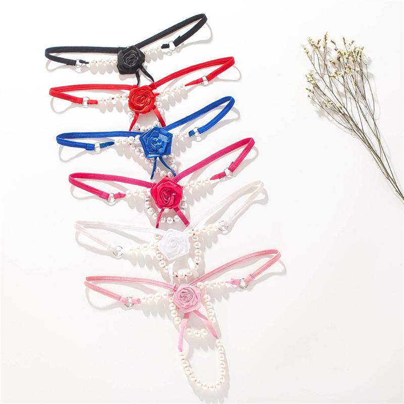 Сексуальные кружевные стринги, женские стринги с открытой промежностью и жемчугом, трусы, горячее эротическое нижнее белье