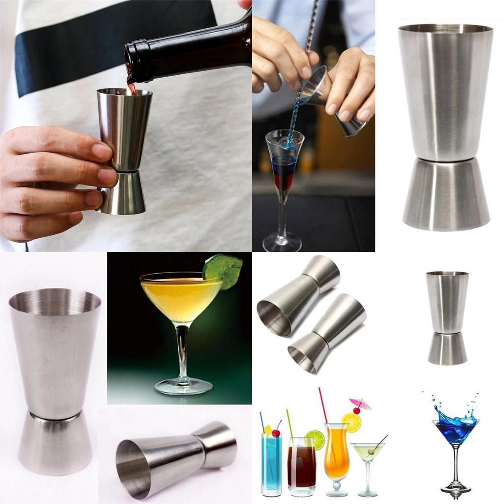 Steel Jigger Double Shot And Single Shot Measure Cup With Elegant Double Tone Finish For Cocktails