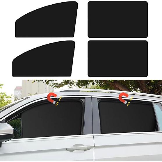 Car Side Window Sun Shades, 4 PCS Window Sunshades Privacy Curta, 100% Block Light For Breastfeeding, Taking A Nap, Changing Clothes, Camping