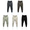 Men Casual Pants Elastic Waist Button Fly Long Pants Pockets Solid Color Fastener Tape Cuffs Tennis Sports Style Trousers