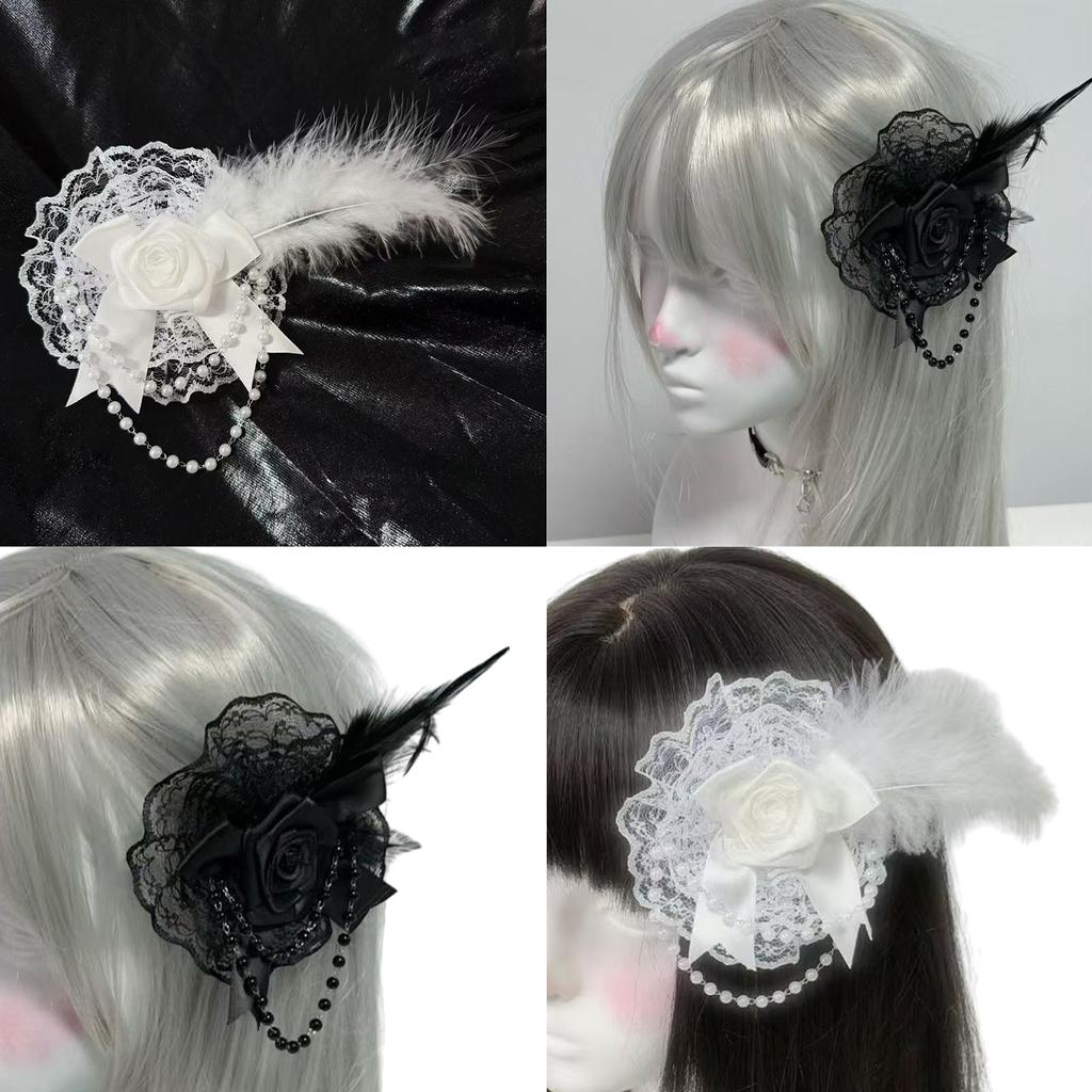 Elegant Flapper Fascinator Beaded Lace Rosette Headpiece for Special Event Wedding Engagement Headwear Hair Styling