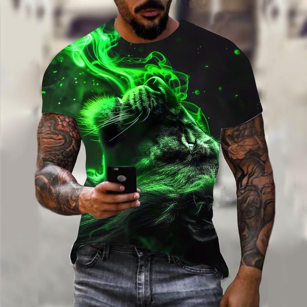 Fun 3D Animal Eagle Print Men's T-shirt Hip Hop Trend Street Casual Round Neck Short Sleeve Loose Top