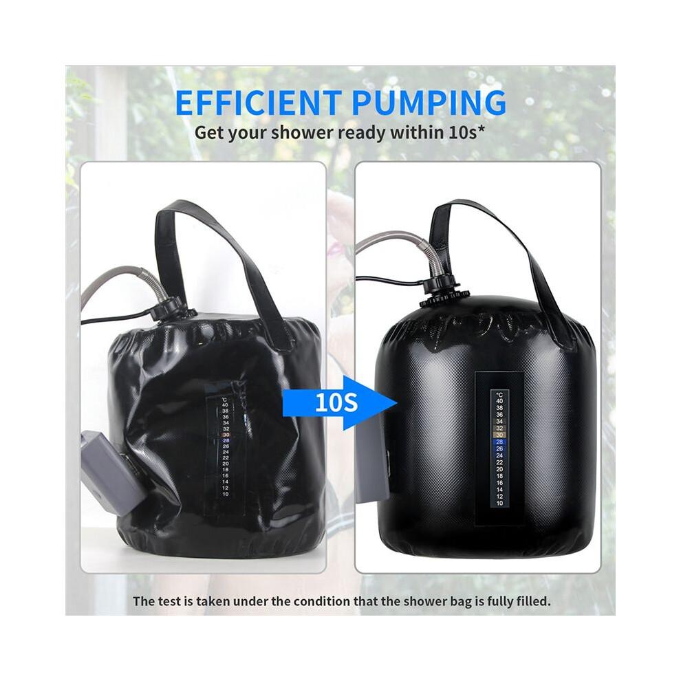 Portable Camping Shower with 20L Solar Heating Bag Rechargeable Electric Pump for Watering Flowers Hiking Beach Washing