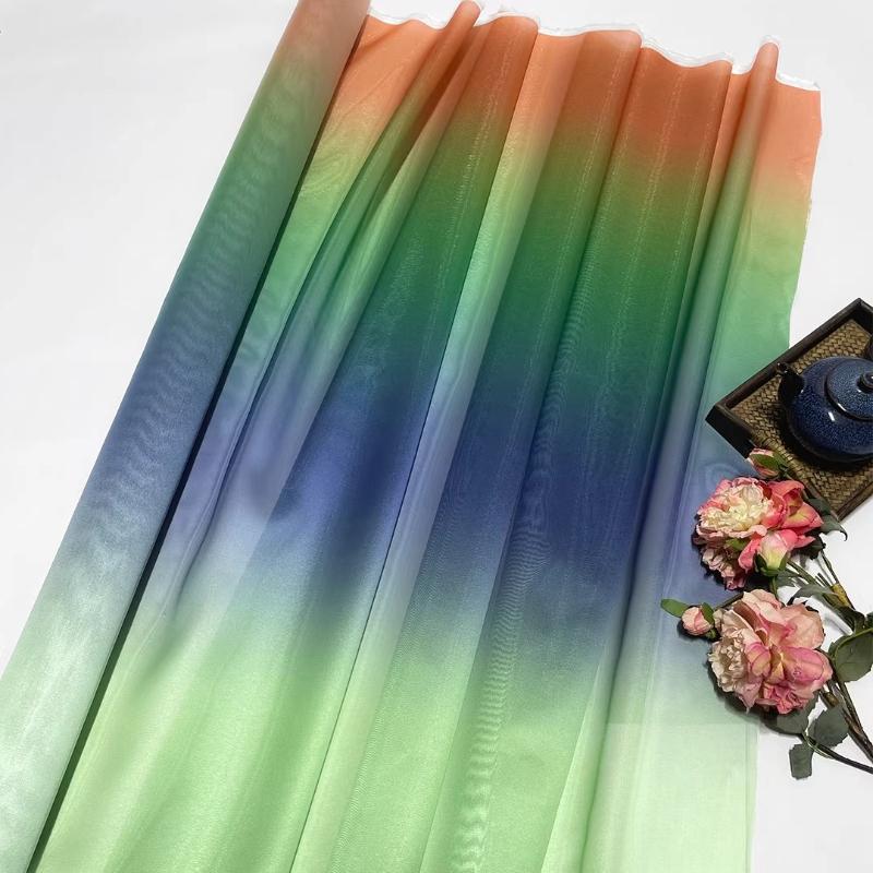 100x150cm Bark Wrinkled Thin Gradient Glitter Fabric for Dress Skirts Stage Costumes Sewing Glossy Needlework Decorative Cloth