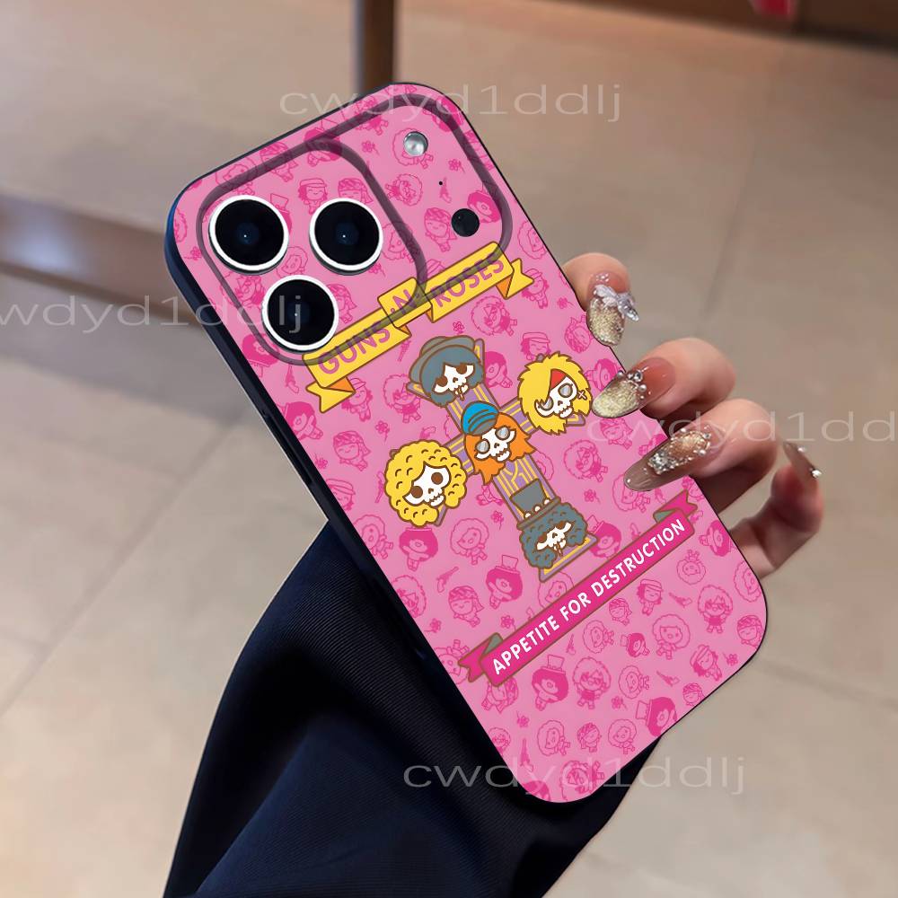 G-Guns N R-Roses Band For iPhone 17,16,15,11,12,14,13 Pro Max Mini XS,XR,7 Plus 16E Air Soft Black Dustproof Phone Case