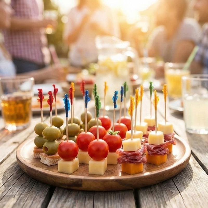 Pack of 400 Assorted Color Disposable Wooden Toothpicks Perfect for Cocktails Appetizers and Party Decorations