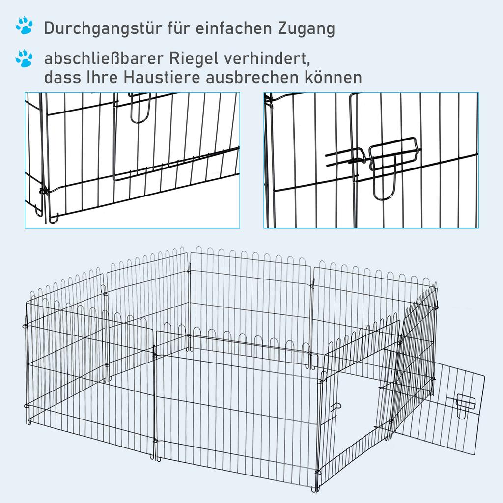 Puppy Playpen 8-Piece Puppy Enclosure with 8 Grid Panels Door Protective Tarp Free-Range Enclosure 61cm High Puppy Fence Playpen for Pets Dog Cat
